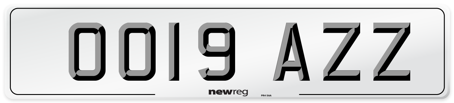 OO19 AZZ Number Plate from New Reg